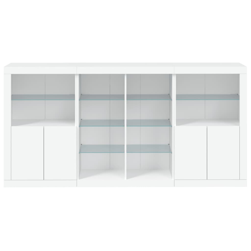 Dressoir Met Led-Verlichting 202X37X00 Cm Wit