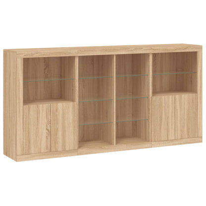 Dressoir Met Led-Verlichting 202X37X00 Cm Kleurig Sonoma eiken