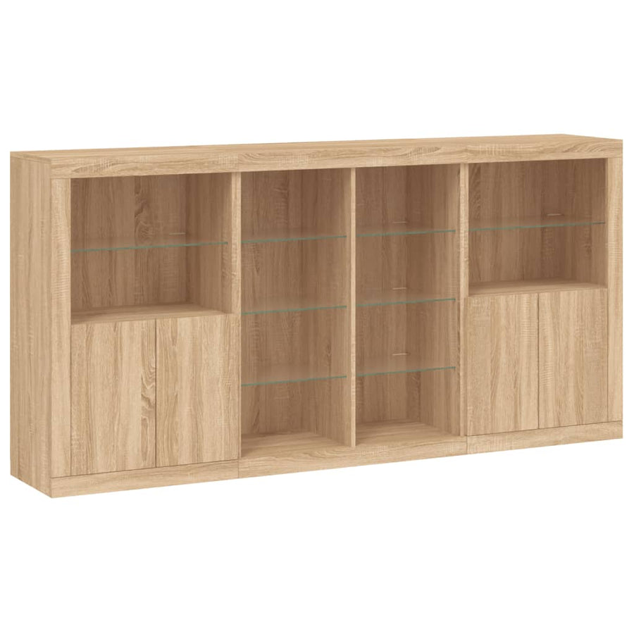 Dressoir Met Led-Verlichting 202X37X00 Cm Kleurig Sonoma eiken