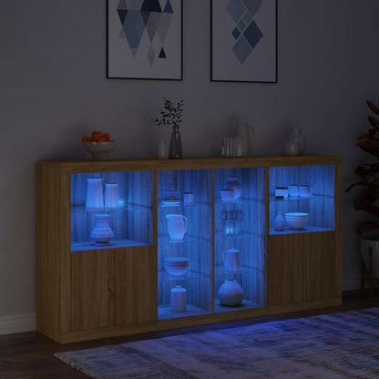 Dressoir Met Led-Verlichting 202X37X00 Cm Kleurig Sonoma eiken