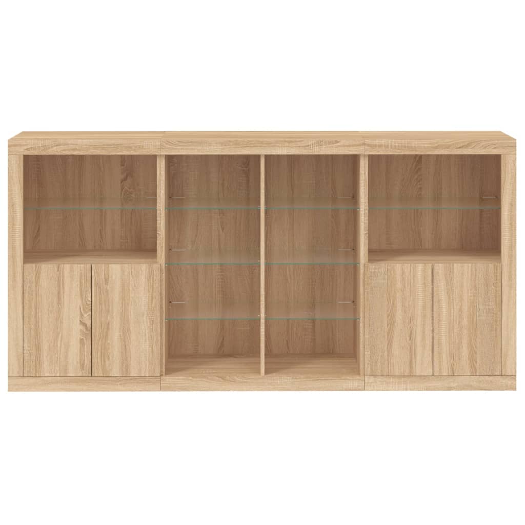 Dressoir Met Led-Verlichting 202X37X00 Cm Kleurig Sonoma eiken