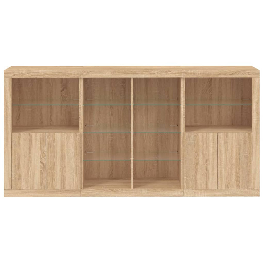Dressoir Met Led-Verlichting 202X37X00 Cm Kleurig Sonoma eiken