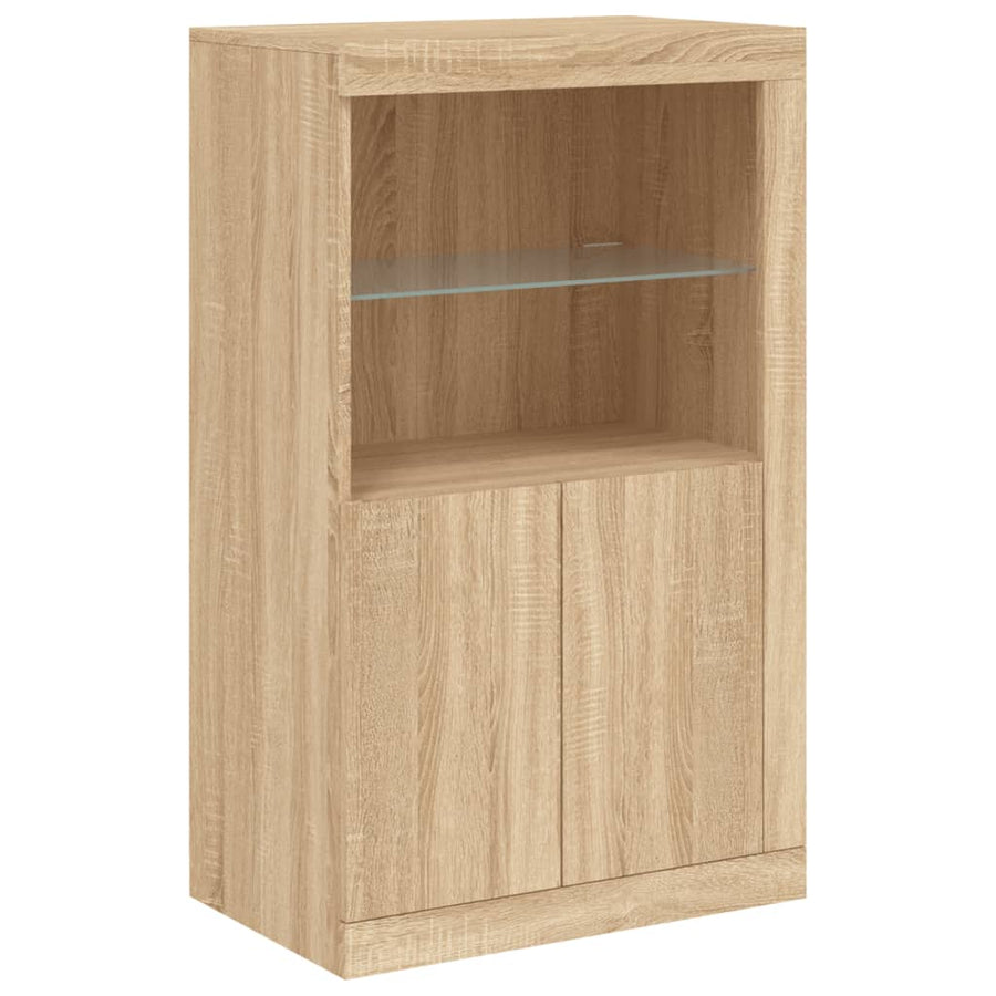 Dressoir Met Led-Verlichting 202X37X00 Cm Kleurig Sonoma eiken