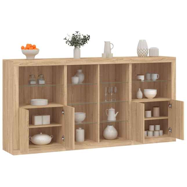 Dressoir Met Led-Verlichting 202X37X00 Cm Kleurig Sonoma eiken