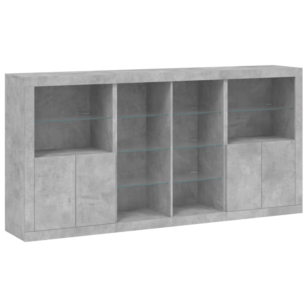 Dressoir Met Led-Verlichting 202X37X00 Cm Betongrijs