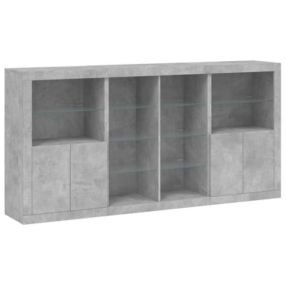 Dressoir Met Led-Verlichting 202X37X00 Cm Betongrijs