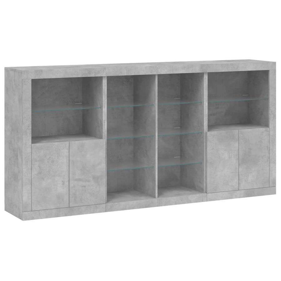 Dressoir Met Led-Verlichting 202X37X00 Cm Betongrijs