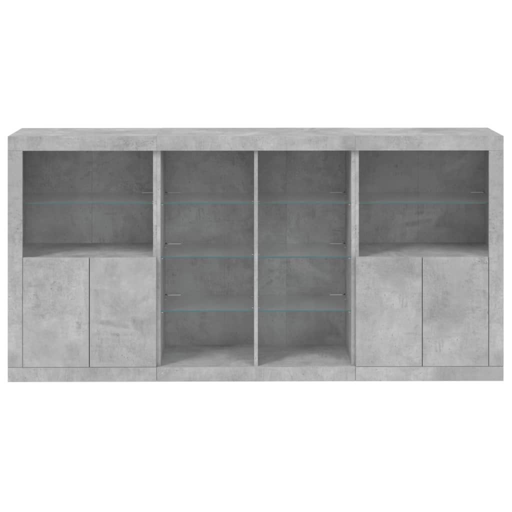 Dressoir Met Led-Verlichting 202X37X00 Cm Betongrijs