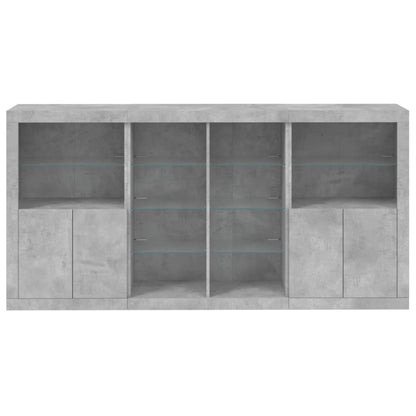 Dressoir Met Led-Verlichting 202X37X00 Cm Betongrijs