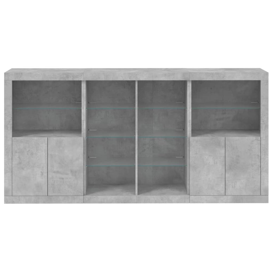 Dressoir Met Led-Verlichting 202X37X00 Cm Betongrijs