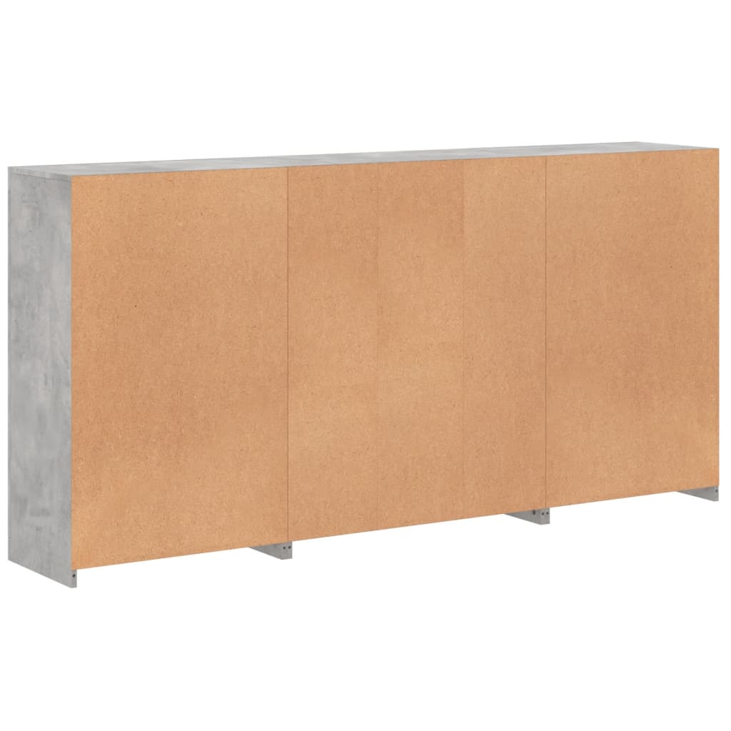 Dressoir Met Led-Verlichting 202X37X00 Cm Betongrijs