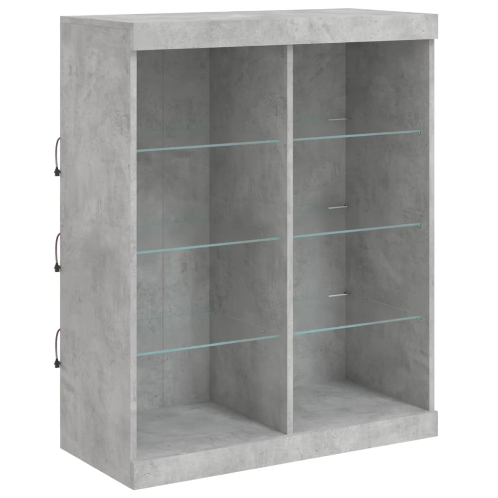 Dressoir Met Led-Verlichting 202X37X00 Cm Betongrijs