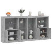 Dressoir 202x37x100 cm betongrijs met LED