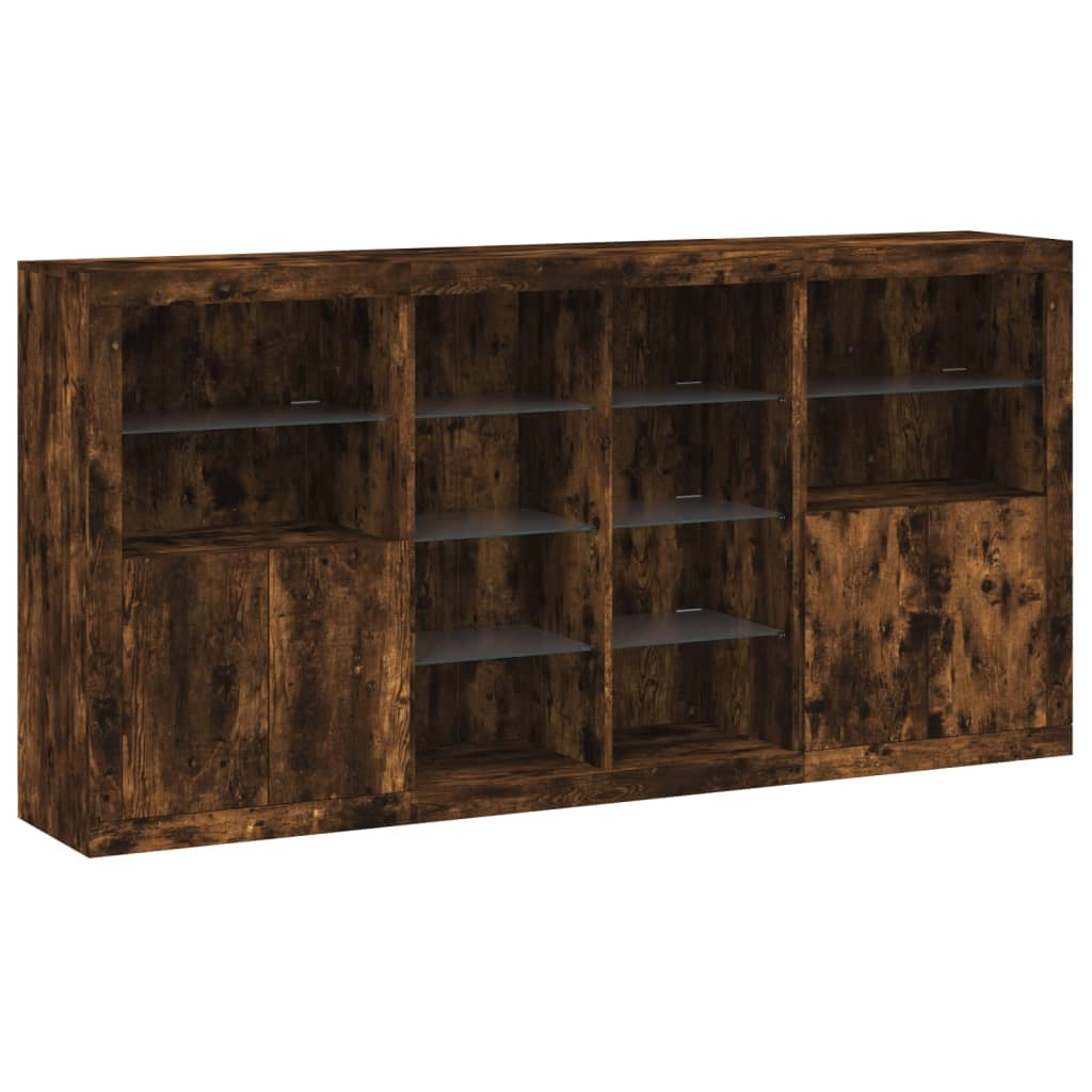 Dressoir Met Led-Verlichting 202X37X00 Cm Kleurig Gerookt eiken