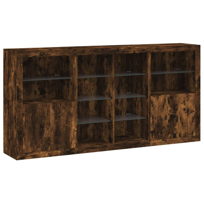 Dressoir Met Led-Verlichting 202X37X00 Cm Kleurig Gerookt eiken