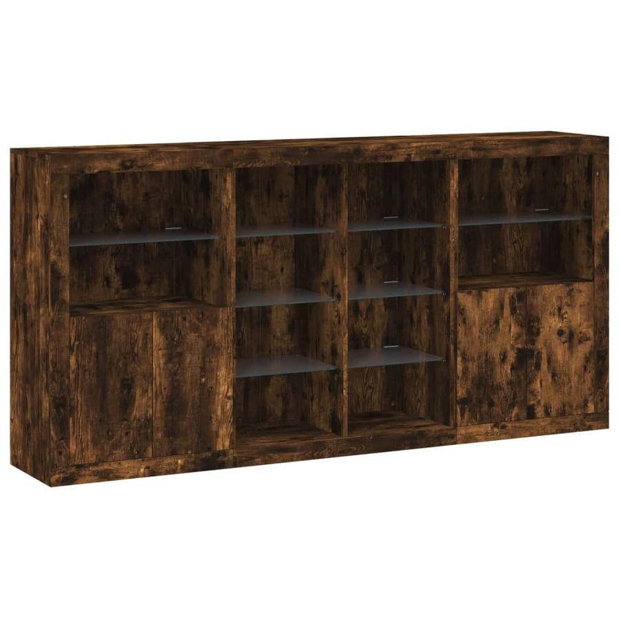 Dressoir Met Led-Verlichting 202X37X00 Cm Kleurig Gerookt eiken