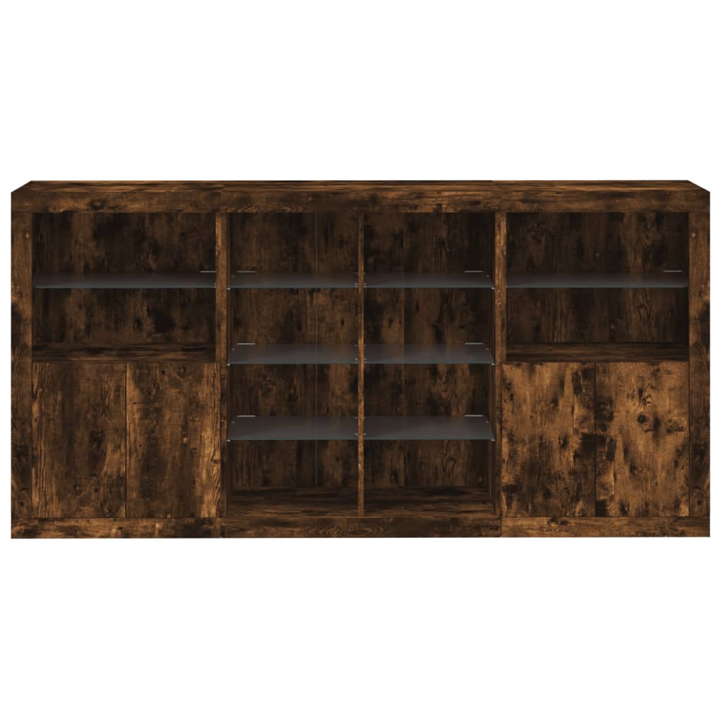 Dressoir Met Led-Verlichting 202X37X00 Cm Kleurig Gerookt eiken