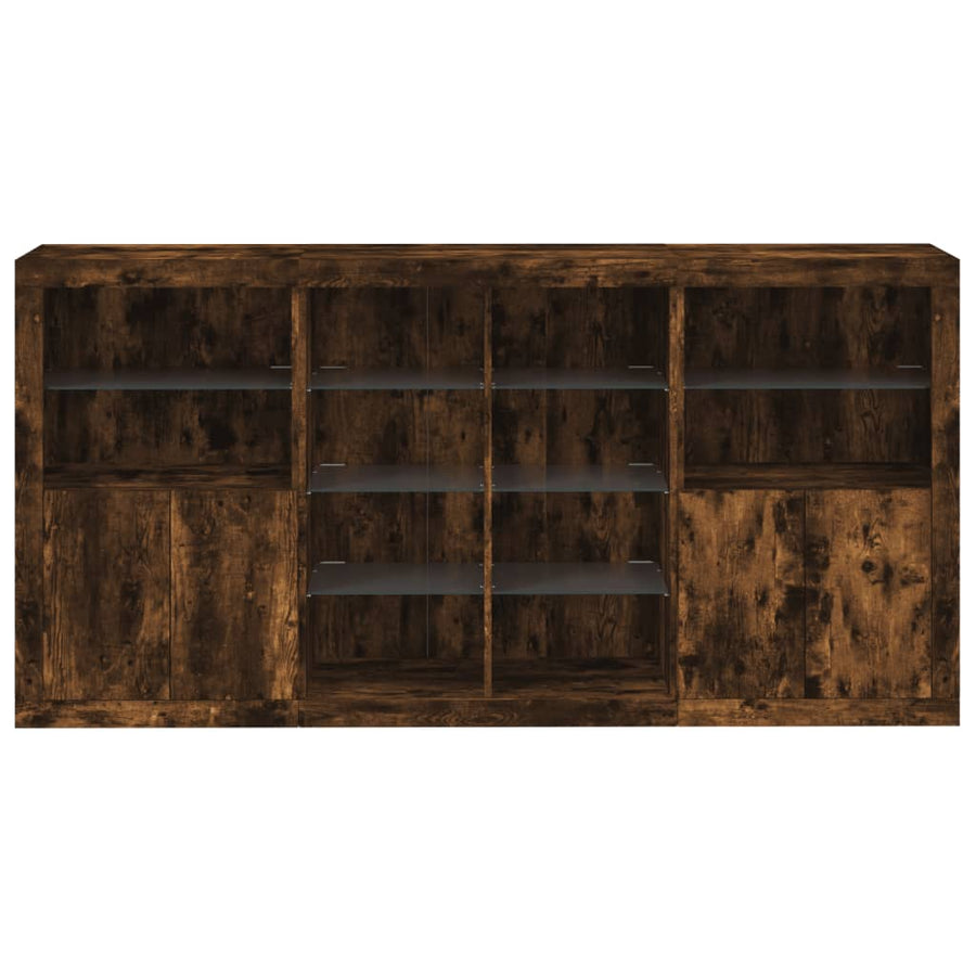 Dressoir Met Led-Verlichting 202X37X00 Cm Kleurig Gerookt eiken