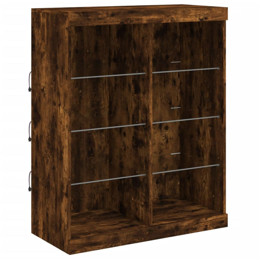 Dressoir Met Led-Verlichting 202X37X00 Cm Kleurig Gerookt eiken