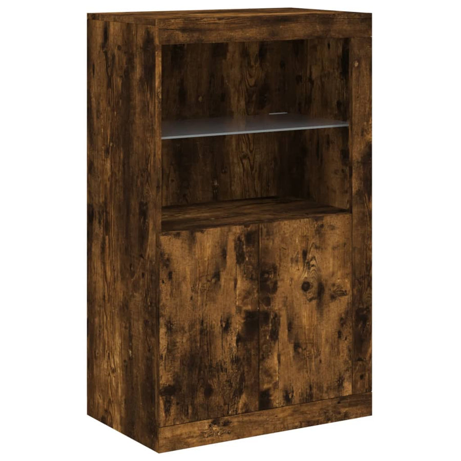 Dressoir Met Led-Verlichting 202X37X00 Cm Kleurig Gerookt eiken