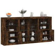 Dressoir 202x37x100 cm gerookt eiken LED