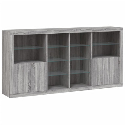 Dressoir Met Led-Verlichting 202X37X00 Cm Eiken Grijs sonoma