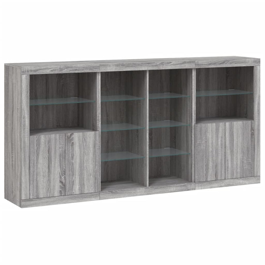 Dressoir Met Led-Verlichting 202X37X00 Cm Eiken Grijs sonoma