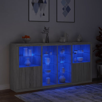 Dressoir Met Led-Verlichting 202X37X00 Cm Eiken Grijs sonoma