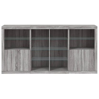 Dressoir Met Led-Verlichting 202X37X00 Cm Eiken Grijs sonoma