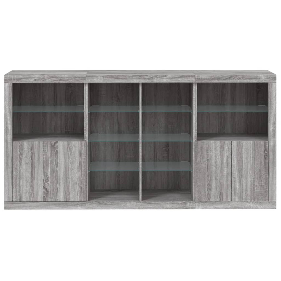 Dressoir Met Led-Verlichting 202X37X00 Cm Eiken Grijs sonoma