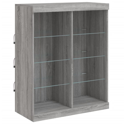 Dressoir Met Led-Verlichting 202X37X00 Cm Eiken Grijs sonoma
