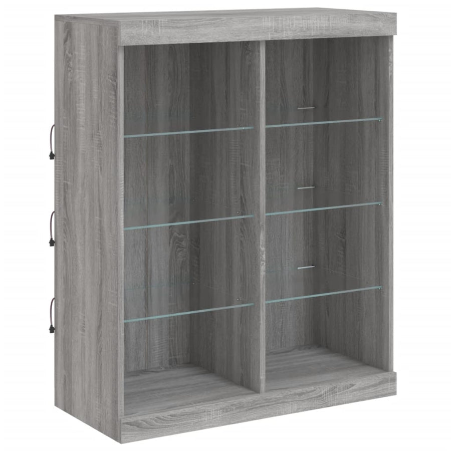 Dressoir Met Led-Verlichting 202X37X00 Cm Eiken Grijs sonoma