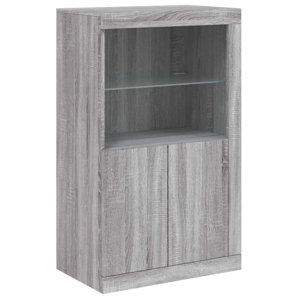 Dressoir Met Led-Verlichting 202X37X00 Cm Eiken Grijs sonoma