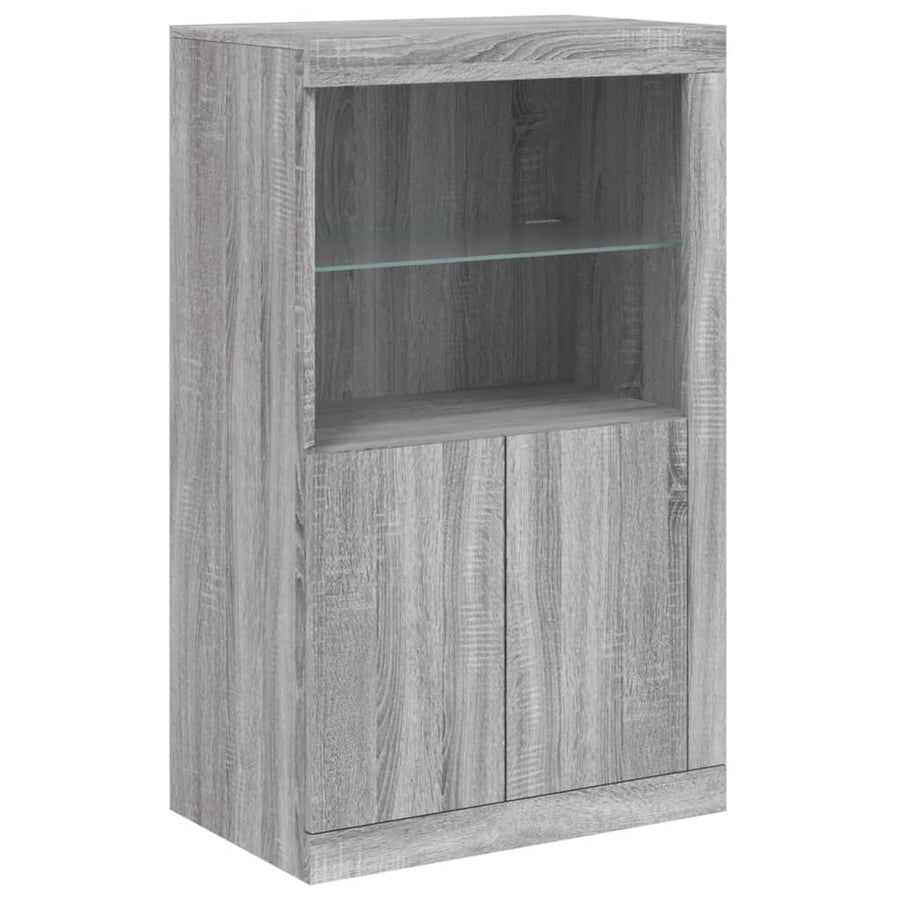 Dressoir Met Led-Verlichting 202X37X00 Cm Eiken Grijs sonoma