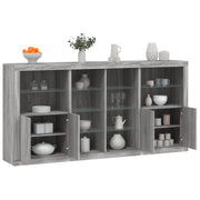 Dressoir 202x37x100 cm grijs sonoma eiken met LED