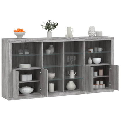 Dressoir Met Led-Verlichting 202X37X00 Cm Eiken Grijs sonoma