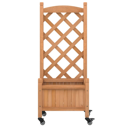 Plantenbak Massief Vurenhout Bruin 40 x 30 x 97.5 cm met latwerk en wielen