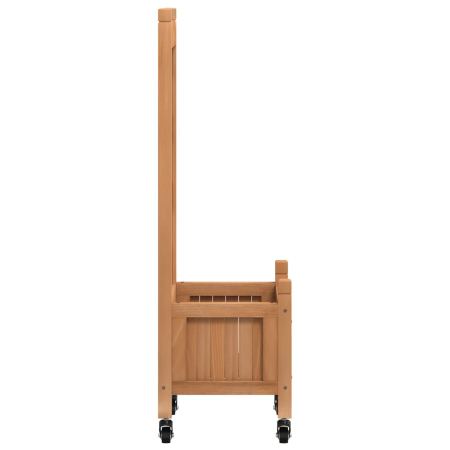 Plantenbak Massief Vurenhout Bruin 40 x 30 x 97.5 cm met latwerk en wielen