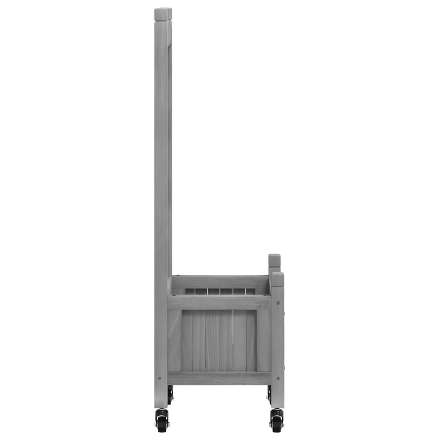 Plantenbak Massief Vurenhout Grijs 40 x 30 x 97.5 cm met latwerk en wielen