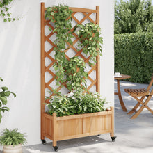 Plantenbak Massief Vurenhout Bruin 75 x 35 x 157.5 cm met latwerk en wielen