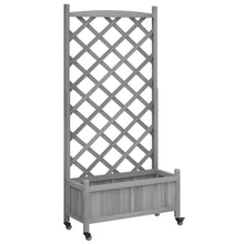 Plantenbak Massief Vurenhout Grijs 75 x 35 x 157.5 cm met latwerk en wielen