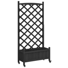 Plantenbak Massief Vurenhout Zwart 75 x 35 x 157.5 cm met latwerk en wielen