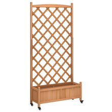 Plantenbak Massief Vurenhout Bruin 90 x 35 x 187.5 cm met latwerk en wielen