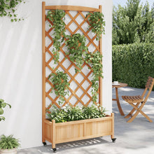 Plantenbak Massief Vurenhout Bruin 90 x 35 x 187.5 cm met latwerk en wielen
