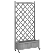 Plantenbak Massief Vurenhout Grijs 90 x 35 x 187.5 cm met latwerk en wielen