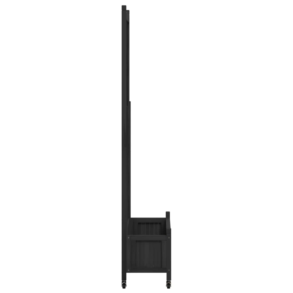 Plantenbak Massief Vurenhout Zwart 90 x 35 x 187.5 cm met latwerk en wielen