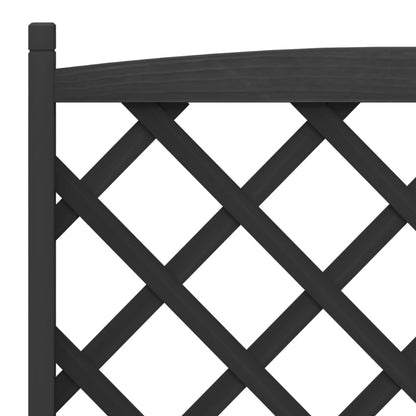 Plantenbak Massief Vurenhout Zwart 90 x 35 x 187.5 cm met latwerk en wielen