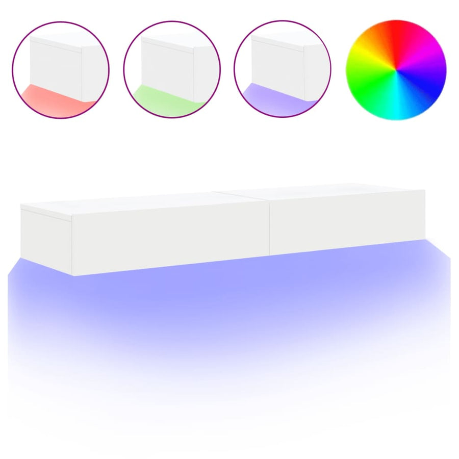 Tv-meubelen 2 st met LED-verlichting 60x35x15,5 cm wit 2 60 x 35 x 15.5 cm Wit
