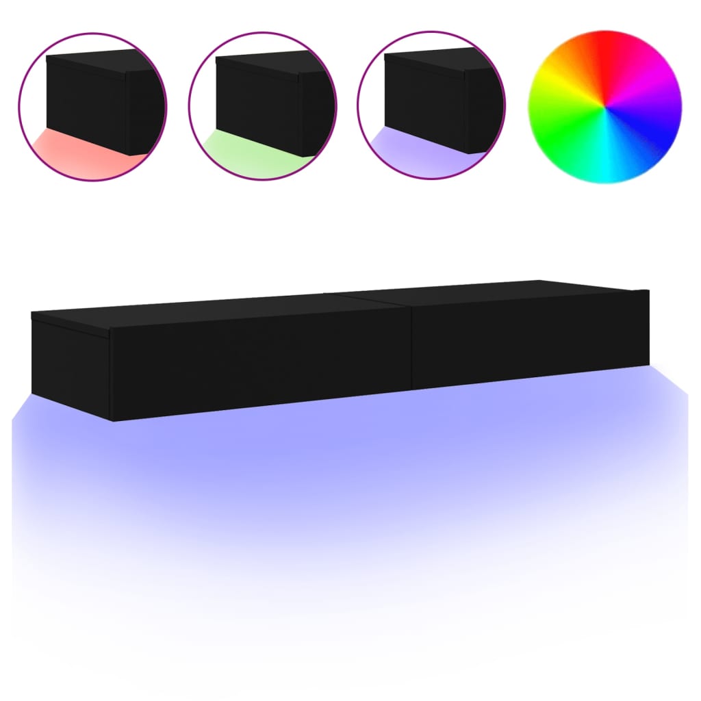 Tv-meubelen 2 st met LED-verlichting 60x35x15,5 cm zwart 2 60 x 35 x 15.5 cm Zwart