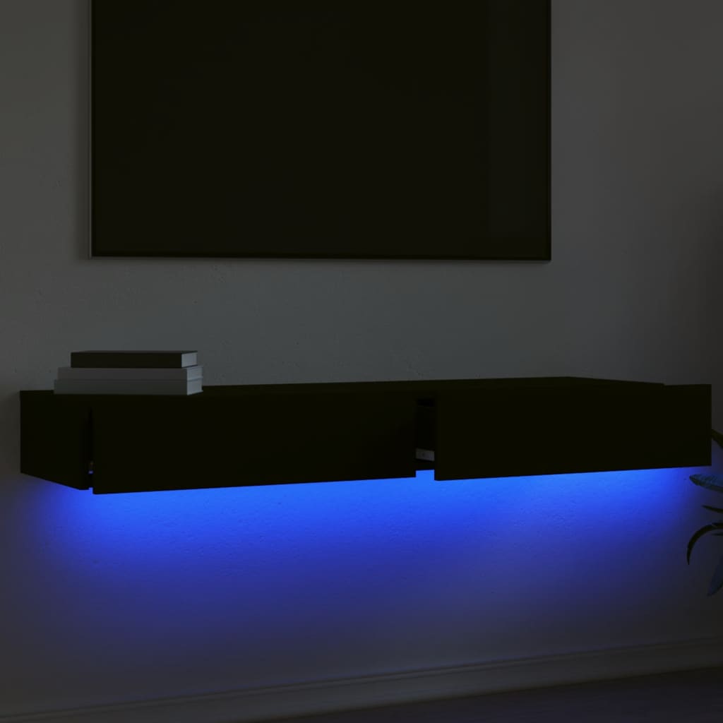 Tv-meubelen 2 st met LED-verlichting 60x35x15,5 cm zwart 2 60 x 35 x 15.5 cm Zwart